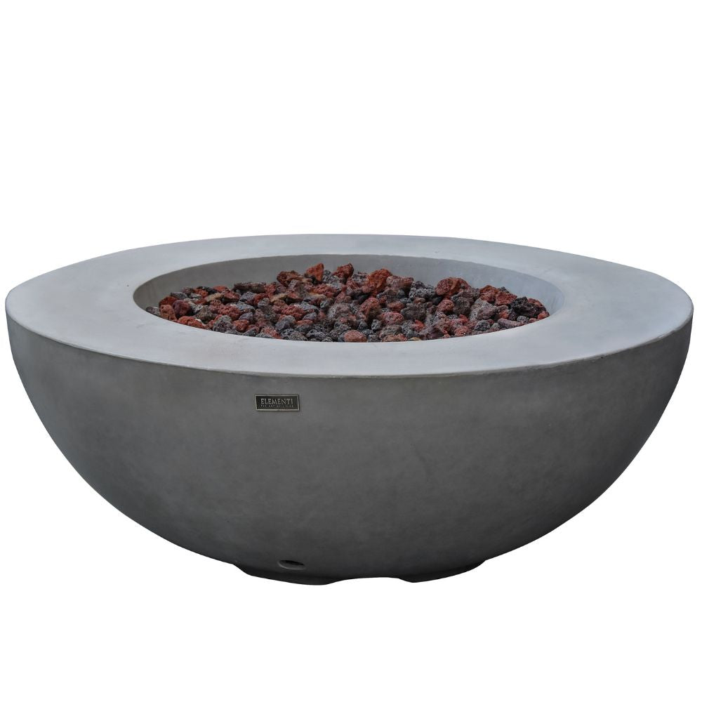 Lunar Bowl Light Grey Cast Concrete Fire Table