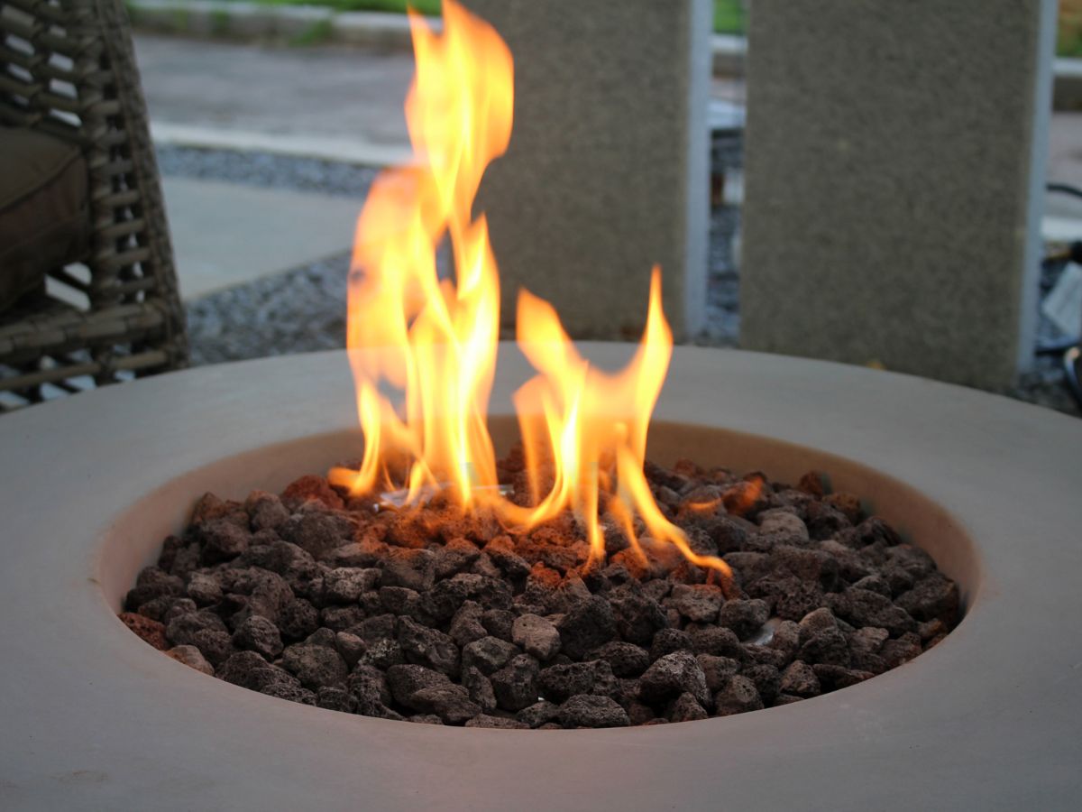 Lunar Bowl Light Grey Cast Concrete Fire Table