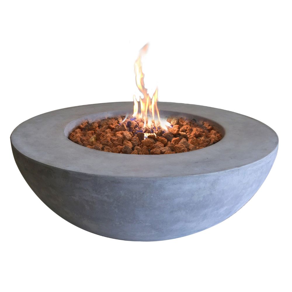 Lunar Bowl Light Grey Cast Concrete Fire Table