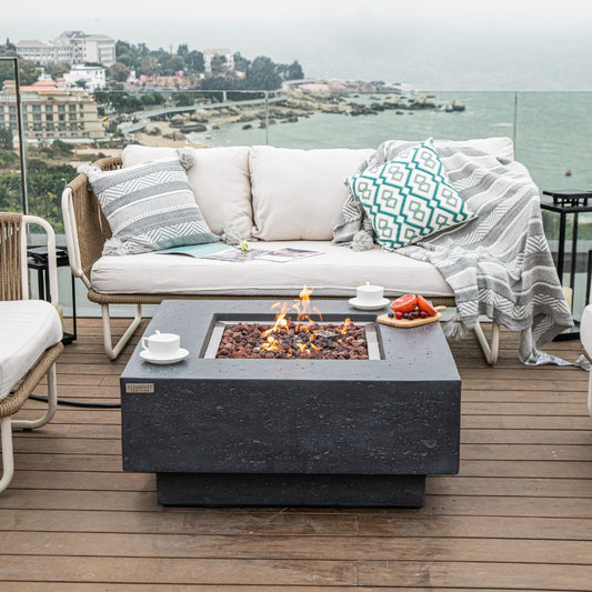 Manhattan Dark Grey Cast Concrete Fire Table