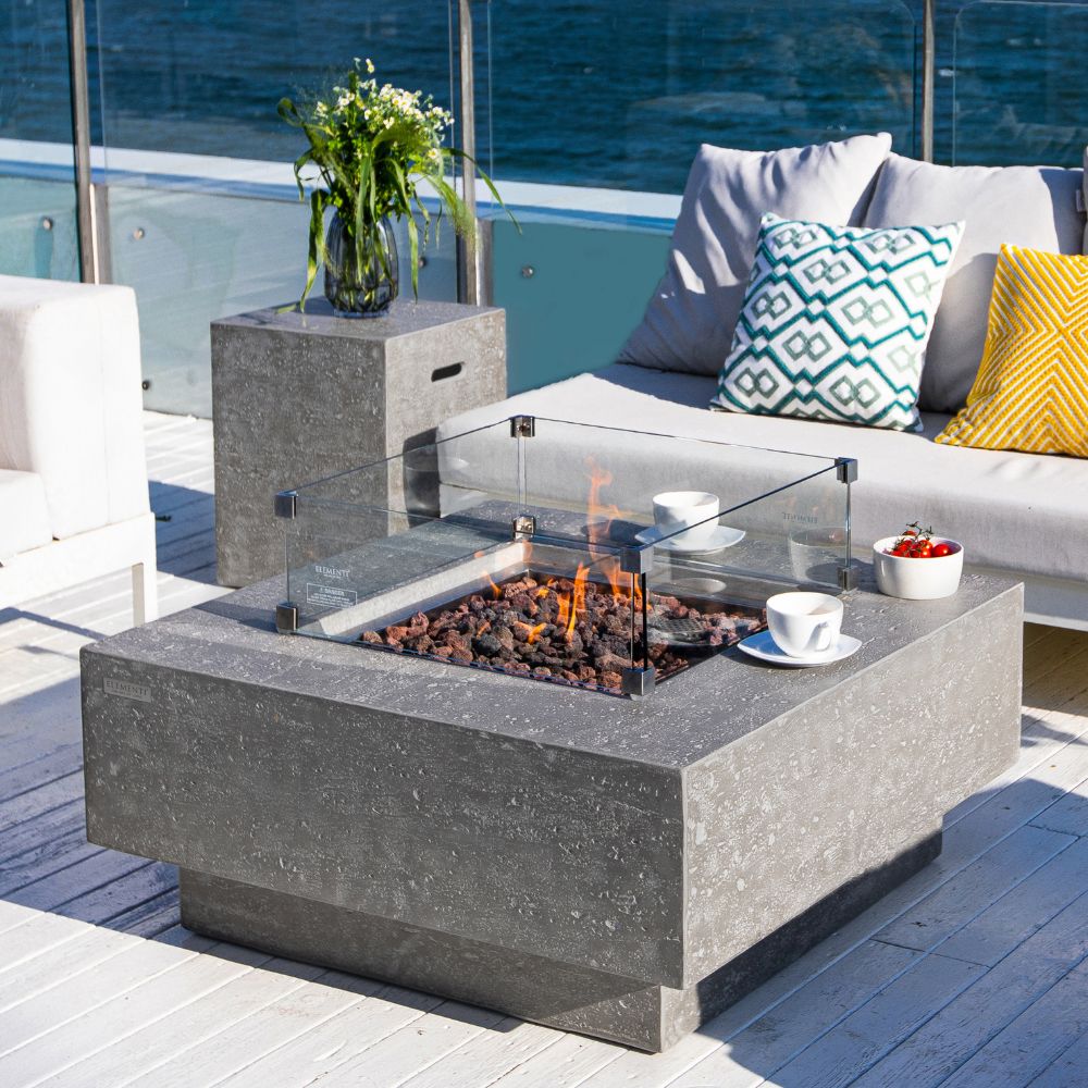 Manhattan Light Grey Cast Concrete Fire Table