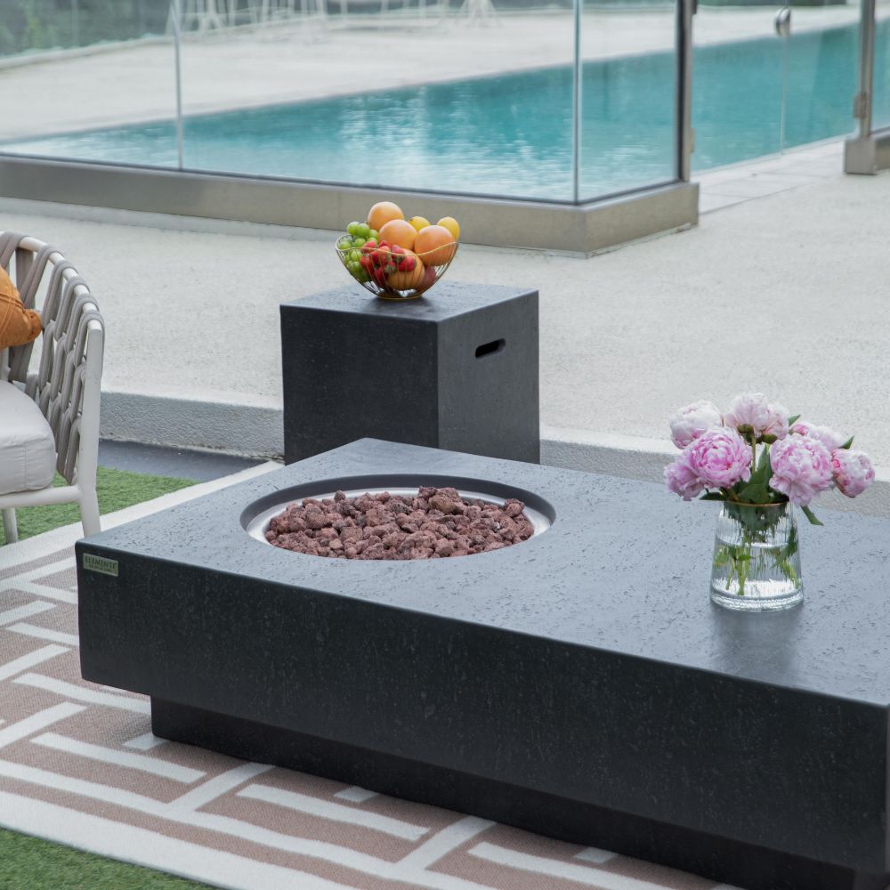 Metropolis Dark Grey Cast Concrete Fire Table