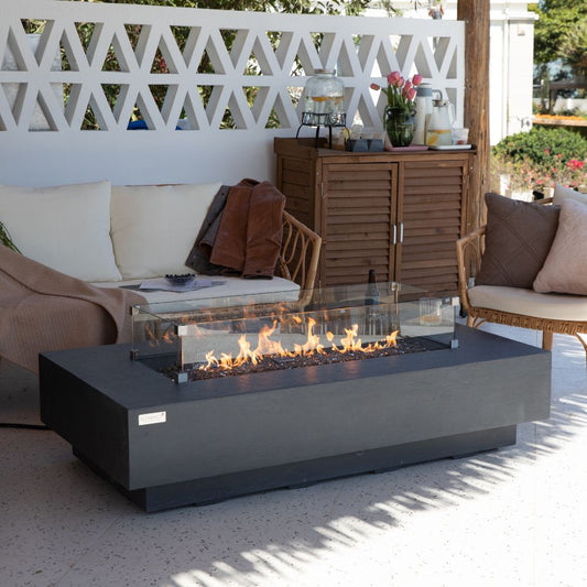 Positano Dark Grey Cast Concrete Fire Table