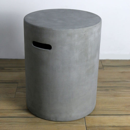 Light Grey Smooth Round Cast Concrete Propane Tank Cover