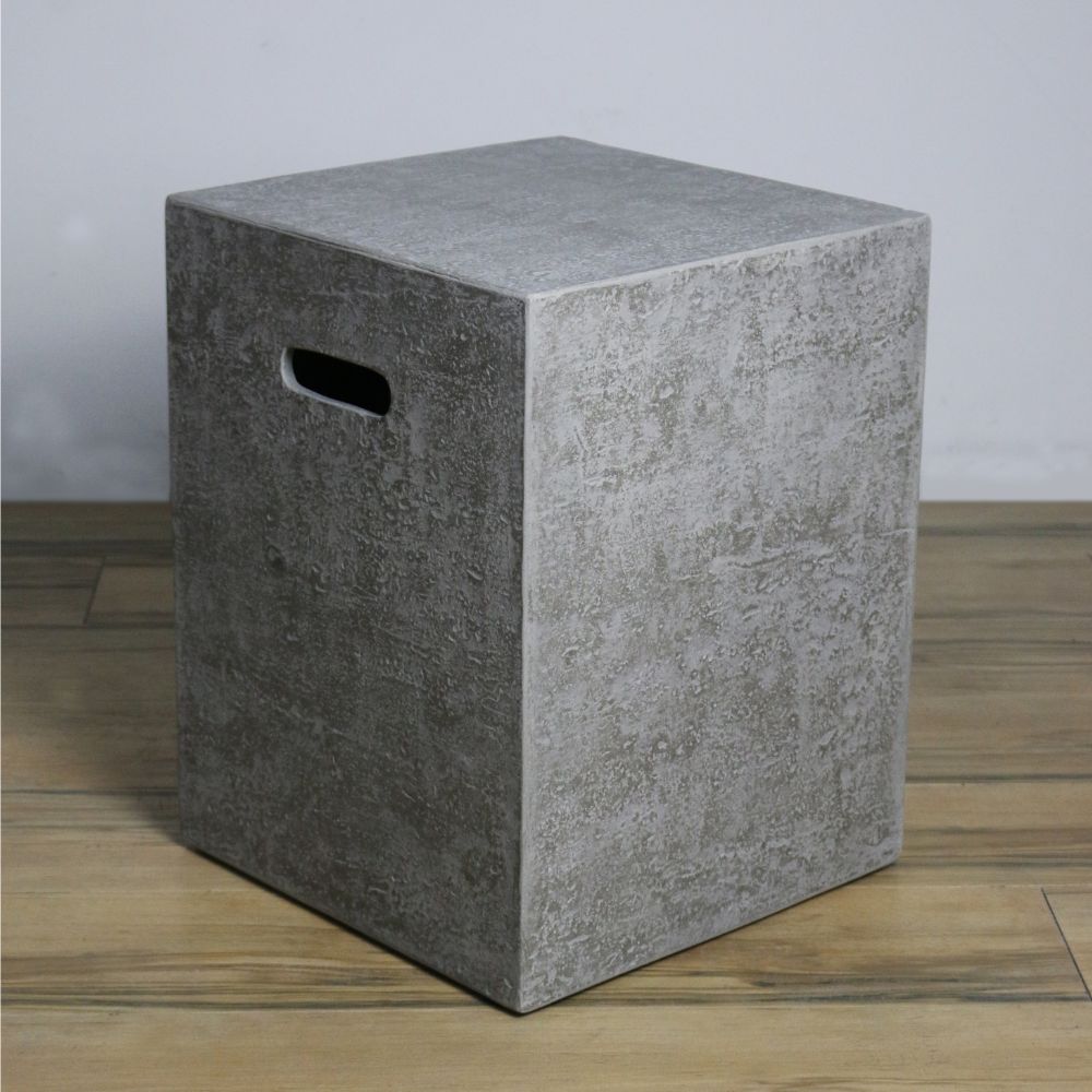 Light Grey Textured Square Cast Concrete Propane Tank Cover