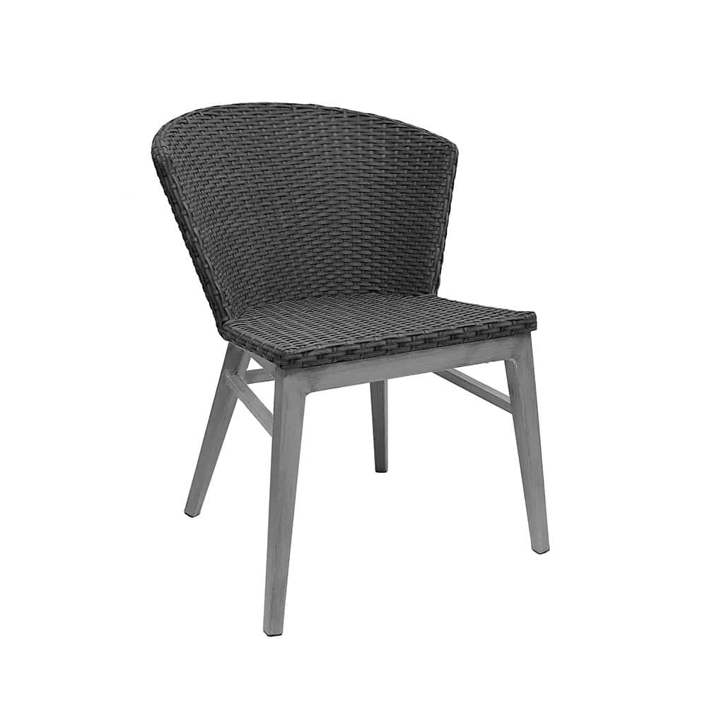 Elly Dining Side Chair - Grey Wicker w/ Driftwood Frame