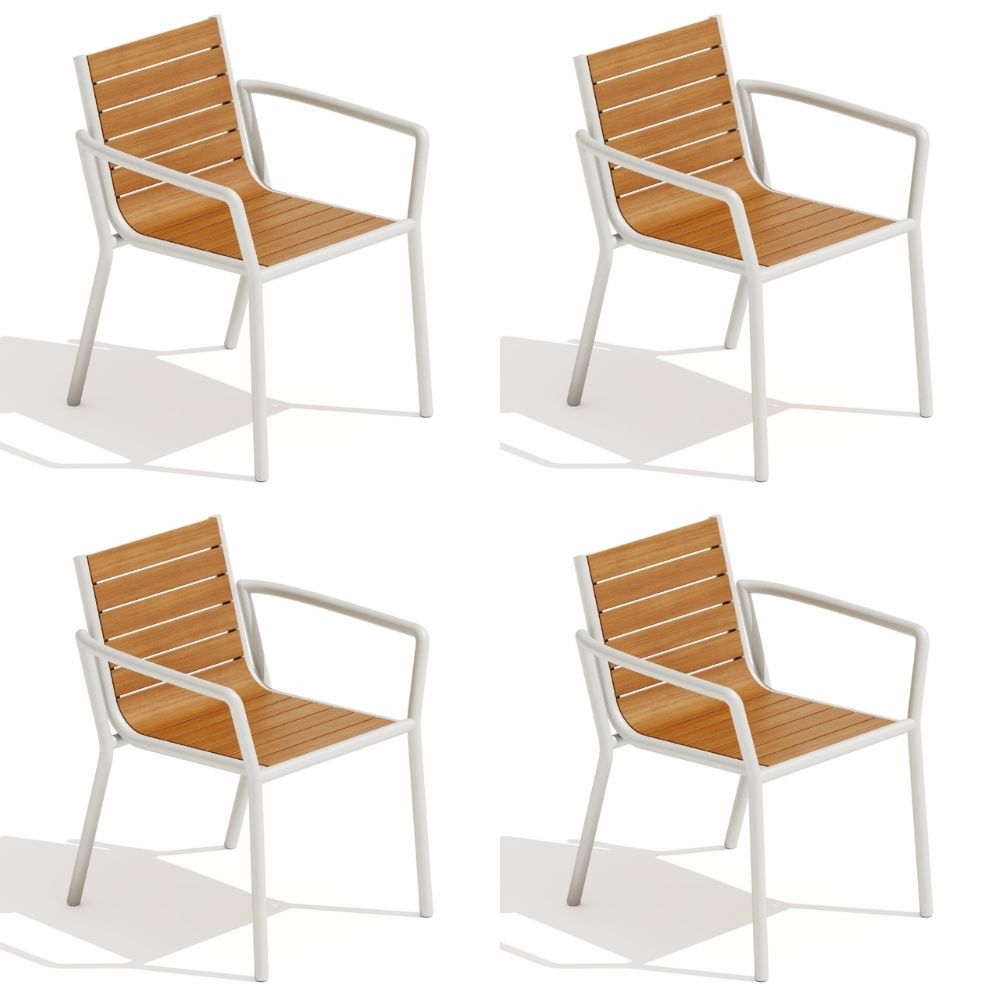 Island Faux Wood Dining Arm Chair - Set of 4