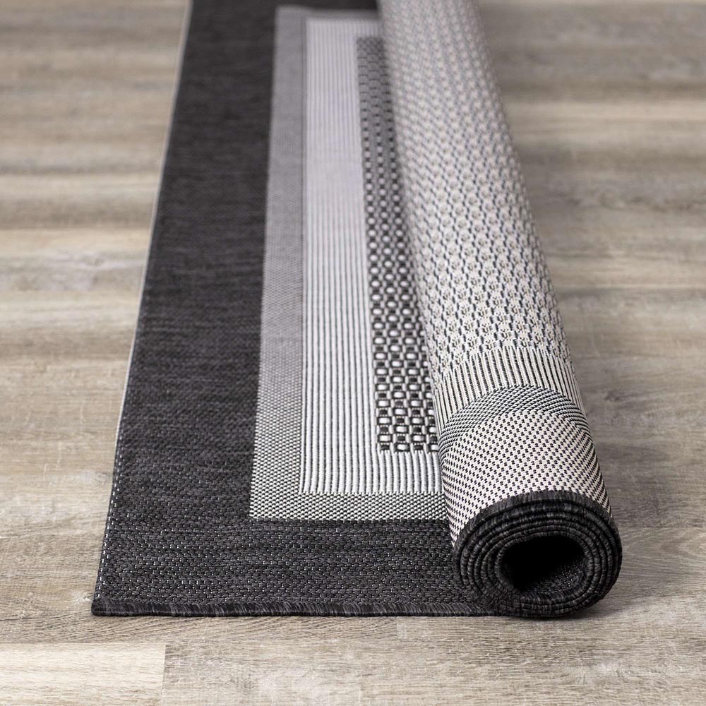 Jasper Border Outdoor Carpet - Light Grey/Dark Grey