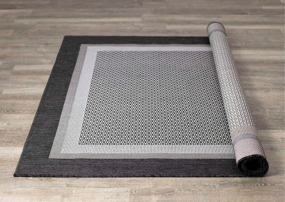 Jasper Border Outdoor Carpet - Light Grey/Dark Grey