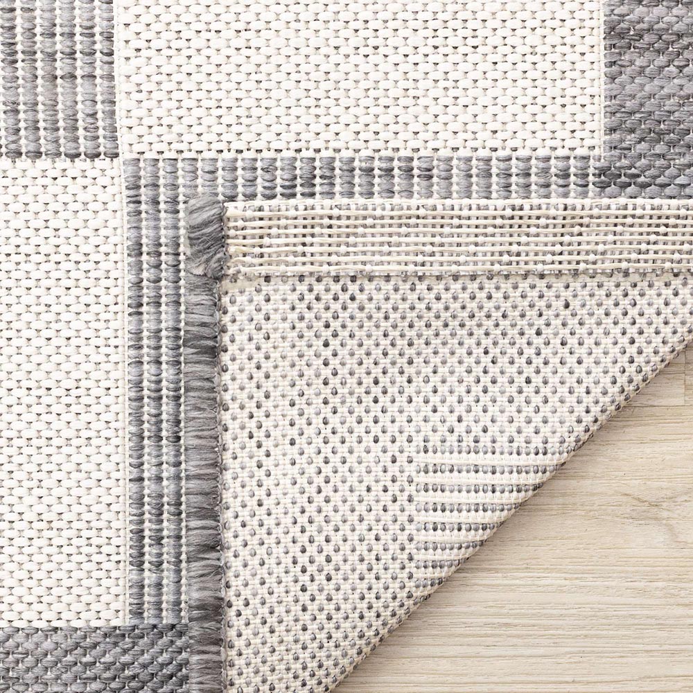Checkered Outdoor Carpet - Light Grey/Cream