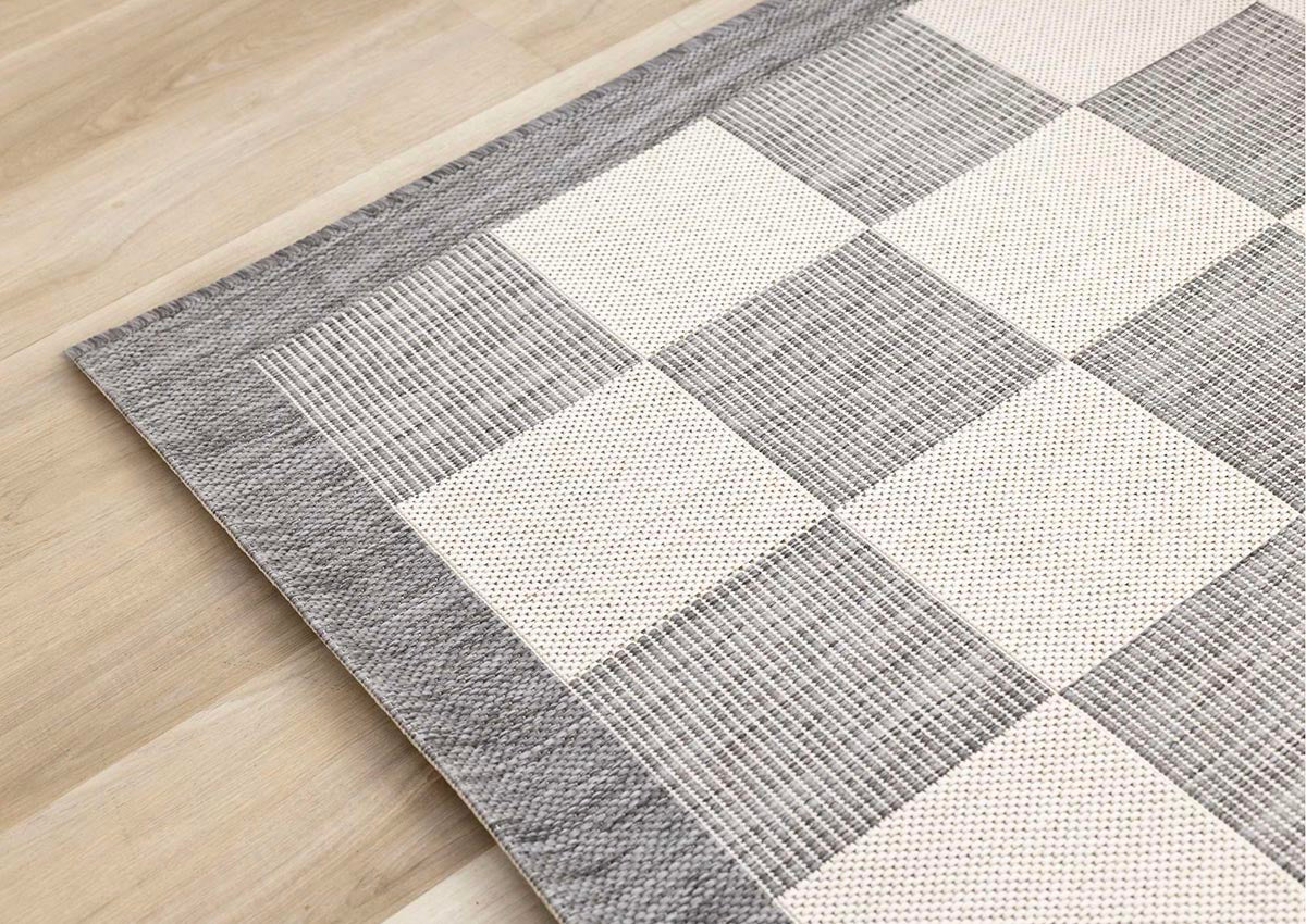 Checkered Outdoor Carpet - Light Grey/Cream