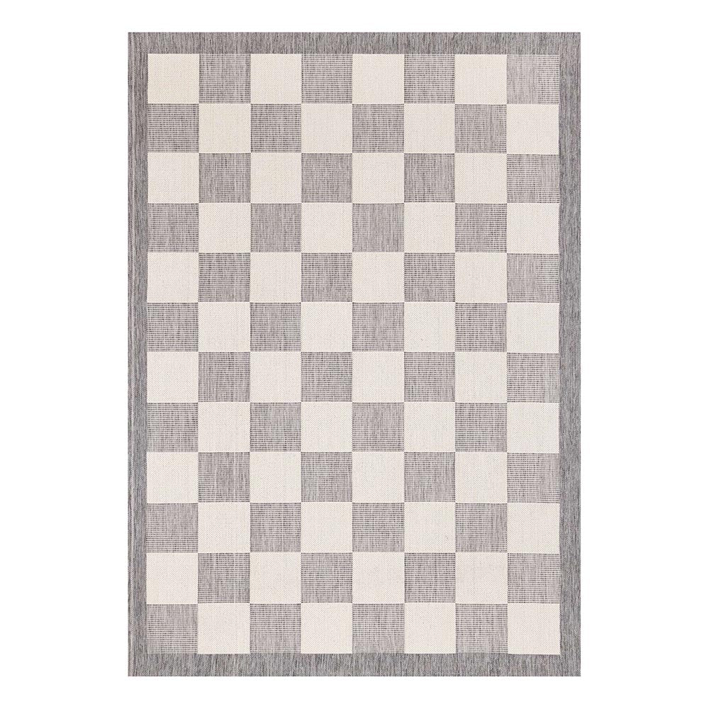 Checkered Outdoor Carpet - Light Grey/Cream