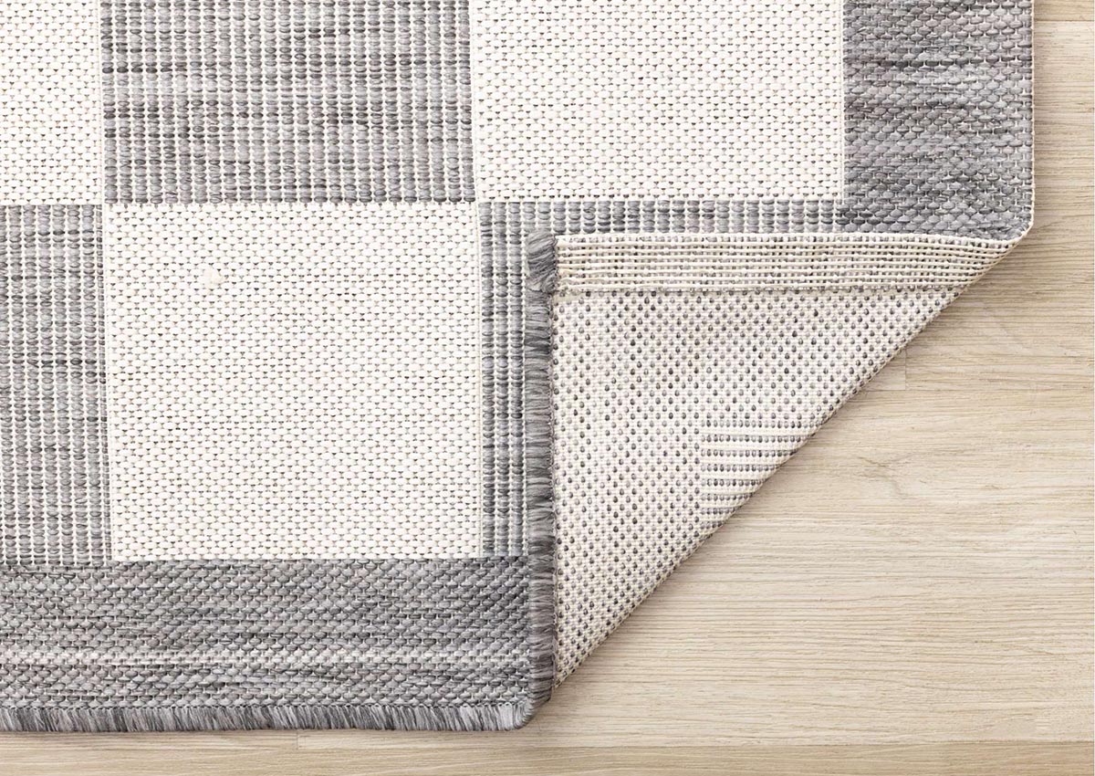 Checkered Outdoor Carpet - Light Grey/Cream