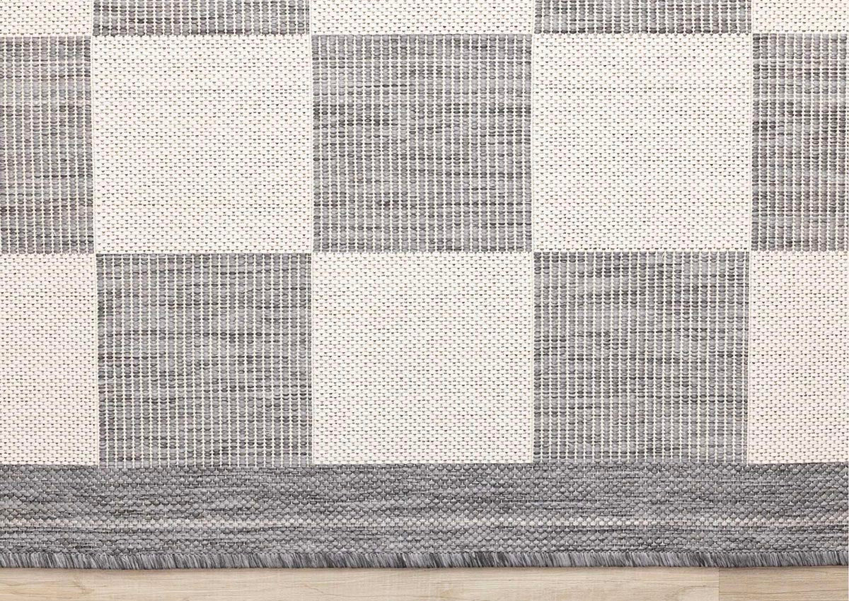 Checkered Outdoor Carpet - Light Grey/Cream