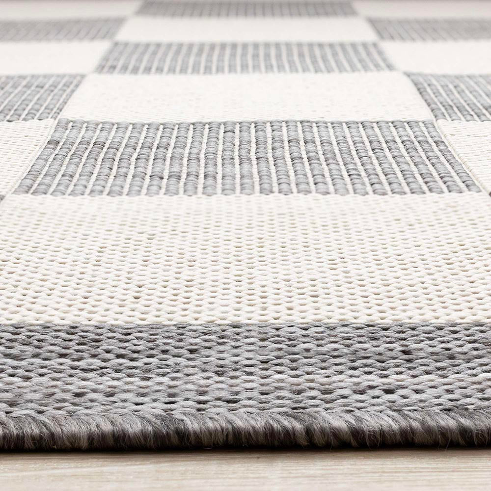 Checkered Outdoor Carpet - Light Grey/Cream