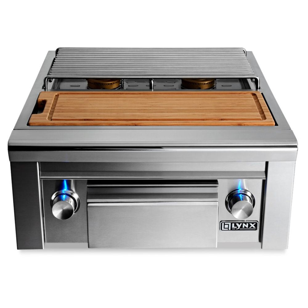 Lynx Side by Side Double Burners with Maple Cutting Board & Drawer