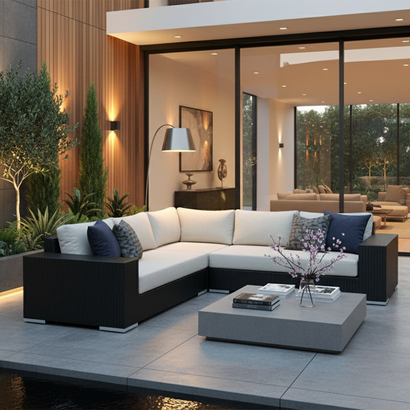 Lotus 3pc Sectional - Caviar Black