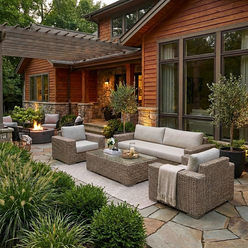 Lotus 3pc Extended Sofa Club Set - Driftwood