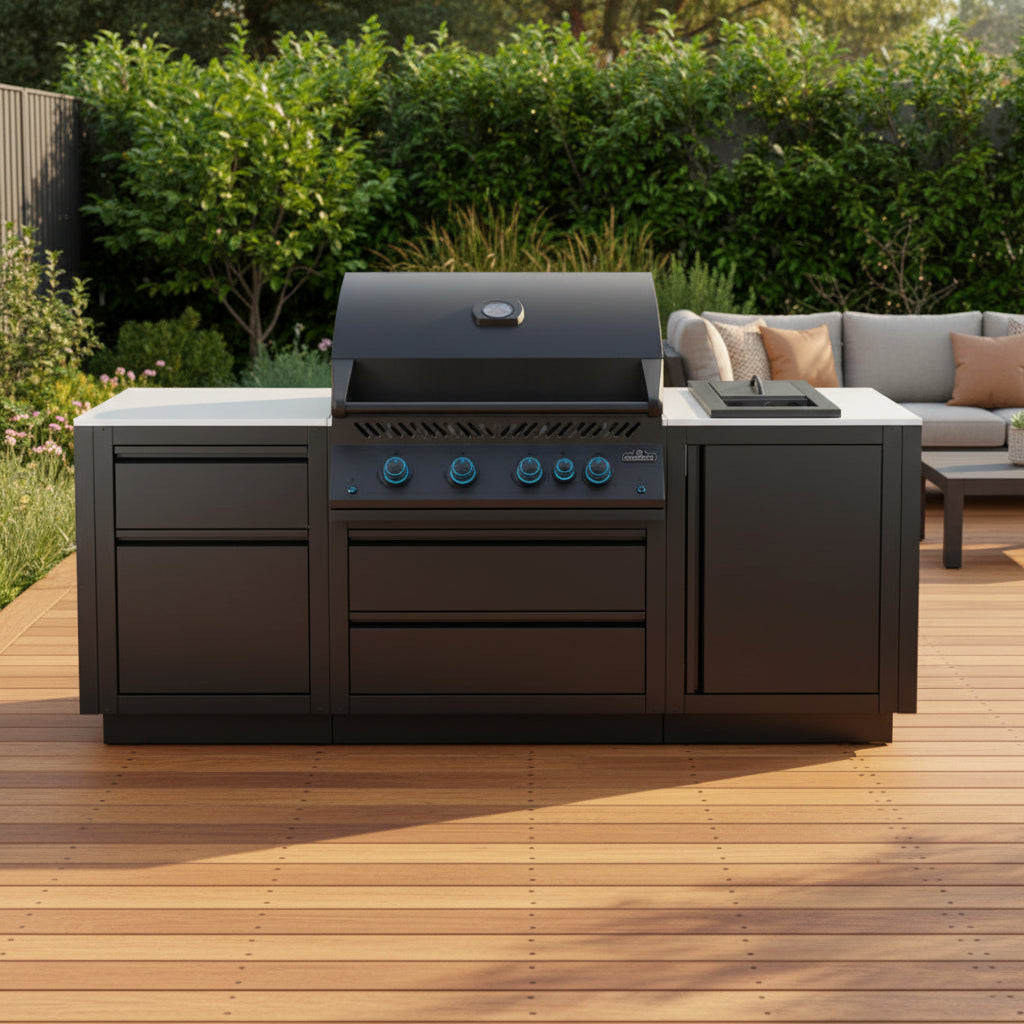 Napoleon Oasis 001 Island Bundle: Built-In 700 Series 32 & Countertop - Matte Black