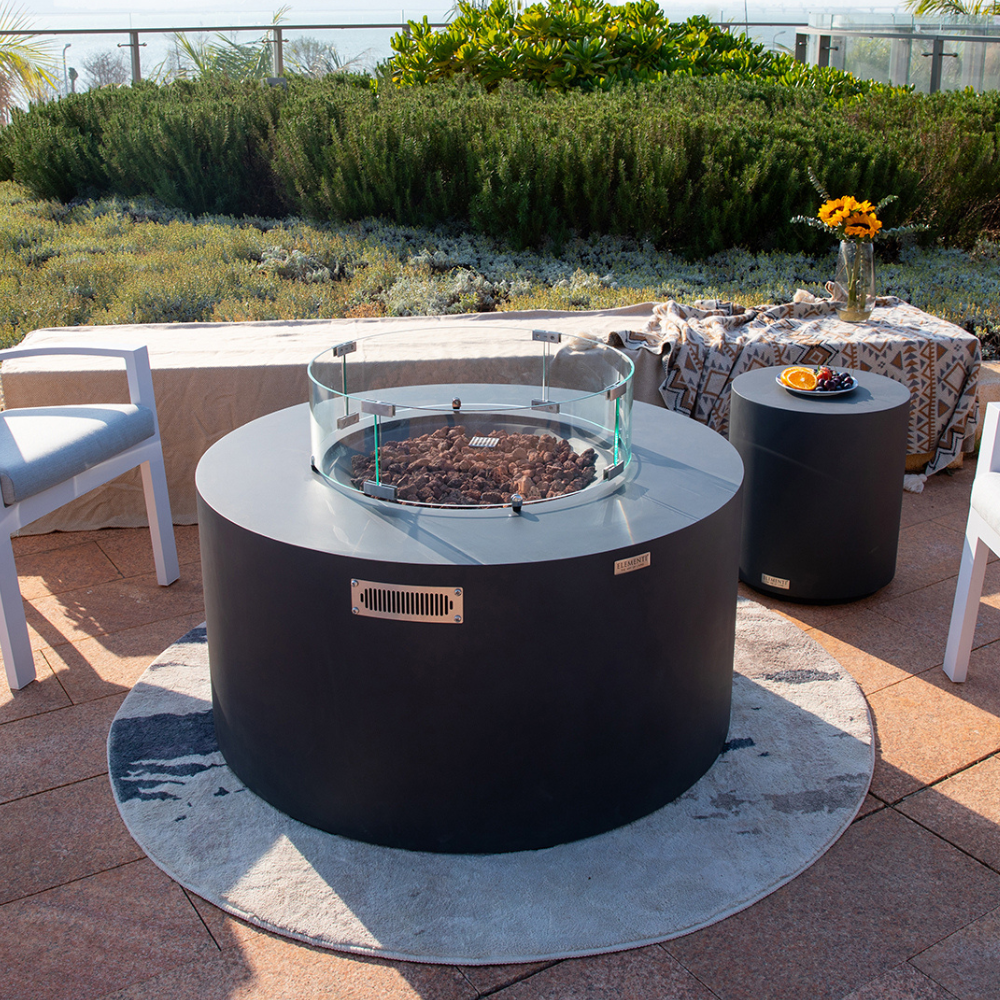 Pacaya Dark Grey Cast Concrete Fire Table