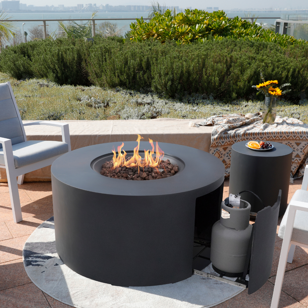 Pacaya Dark Grey Cast Concrete Fire Table
