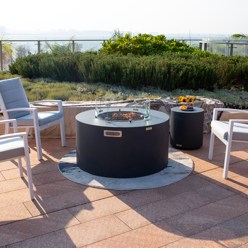 Pacaya Dark Grey Cast Concrete Fire Table