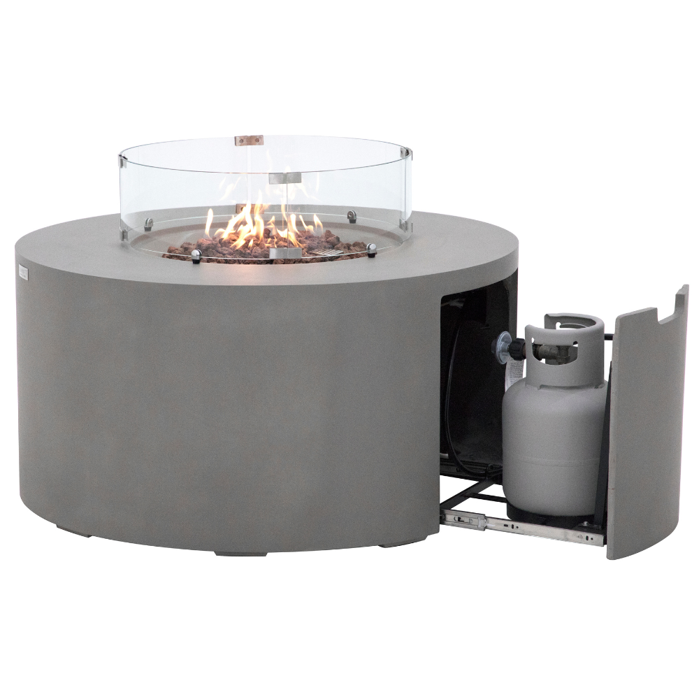 Pacaya Light Grey Cast Concrete Fire Table