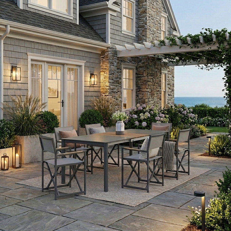 Polo Collection 9pc Dining Set with Director Chairs