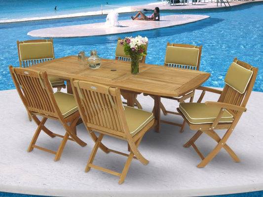 Sailor 7pc Teak Dining Set with Single Leaf Extension Table