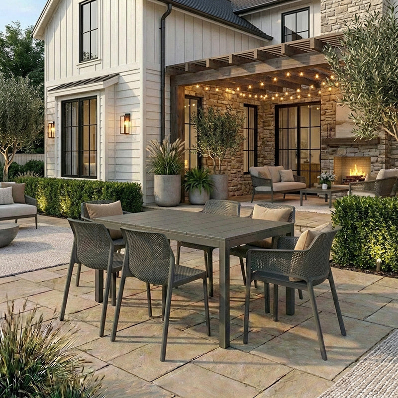 Net 7pc Aluminum Top Dining Set