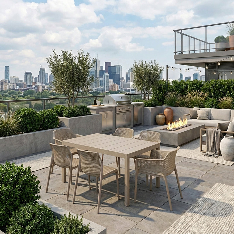 Net 7pc Aluminum Top Dining Set