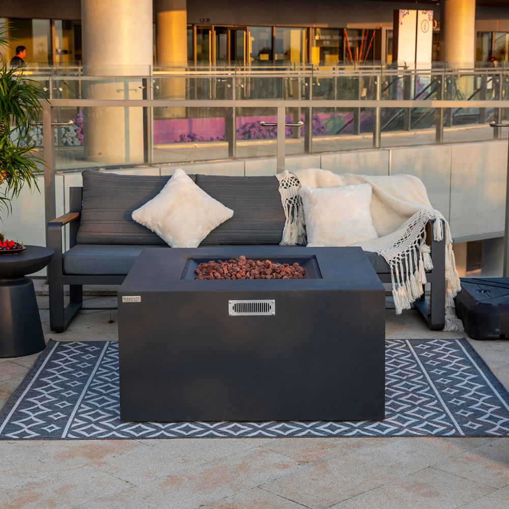 Rocky Dark Grey Cast Concrete Fire Table