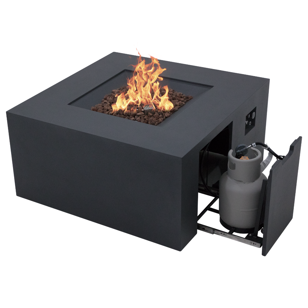 Rocky Dark Grey Cast Concrete Fire Table