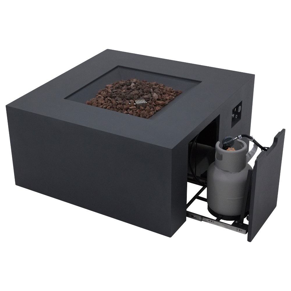 Rocky Dark Grey Cast Concrete Fire Table