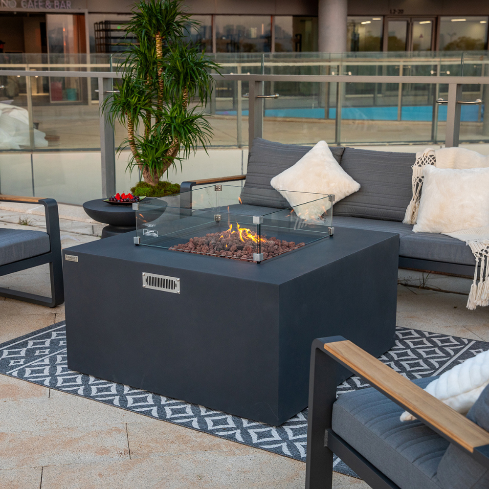 Rocky Dark Grey Cast Concrete Fire Table