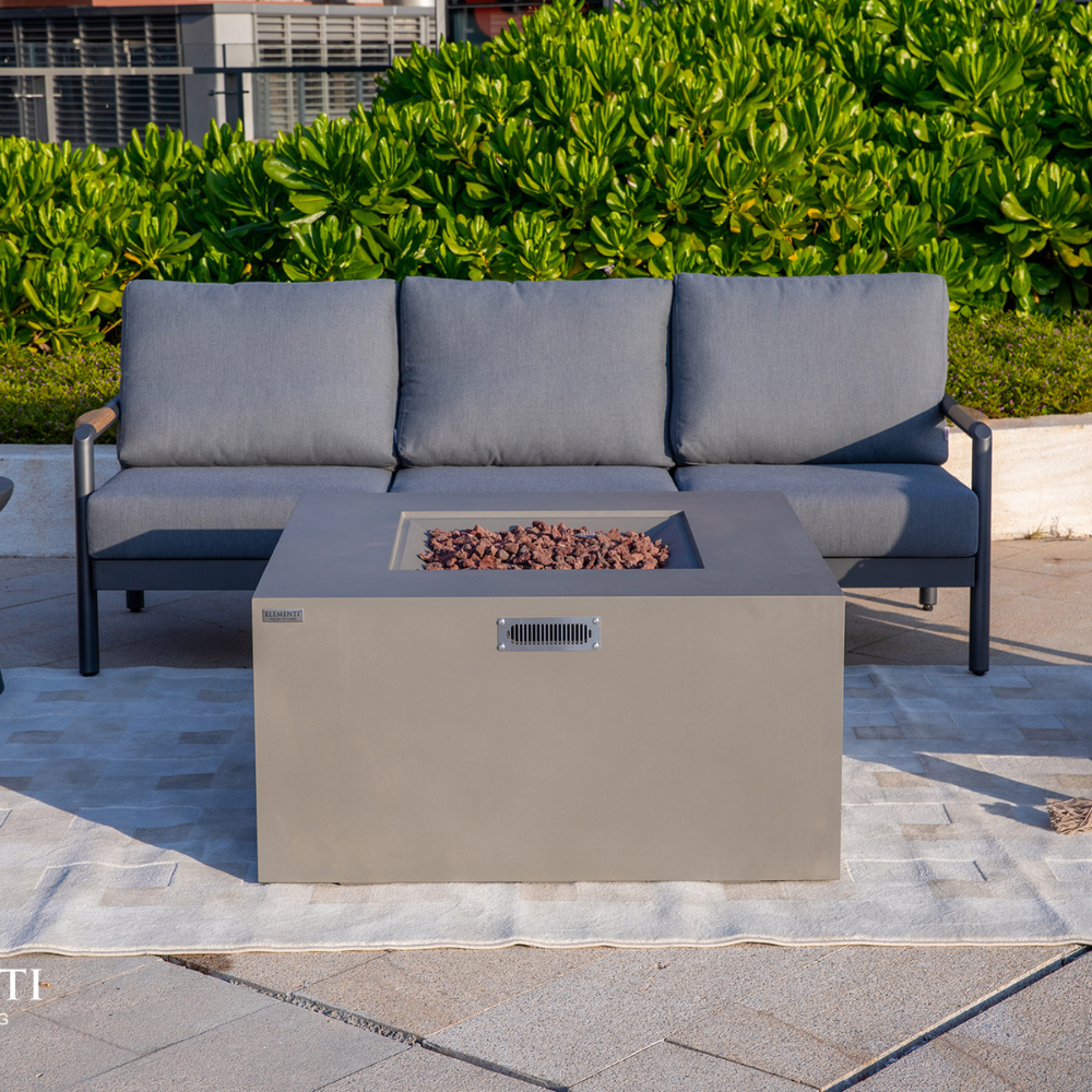 Rocky Light Grey Cast Concrete Fire Table