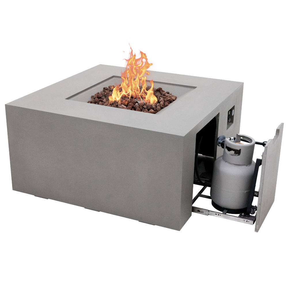 Rocky Light Grey Cast Concrete Fire Table