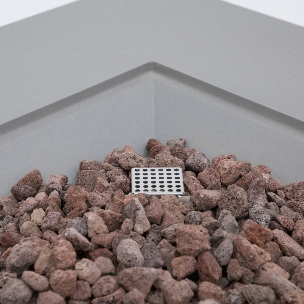 Rocky Light Grey Cast Concrete Fire Table