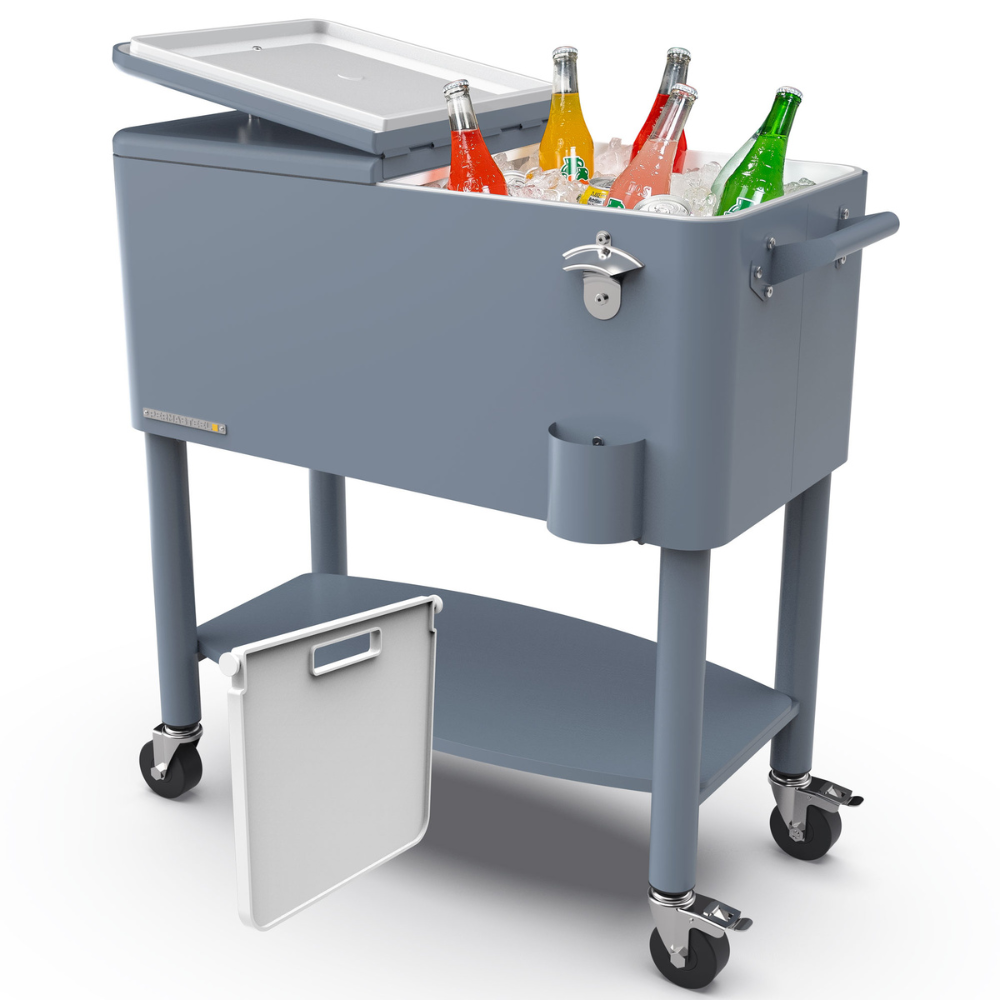 Rolling Patio Cooler with Divider and Shelf