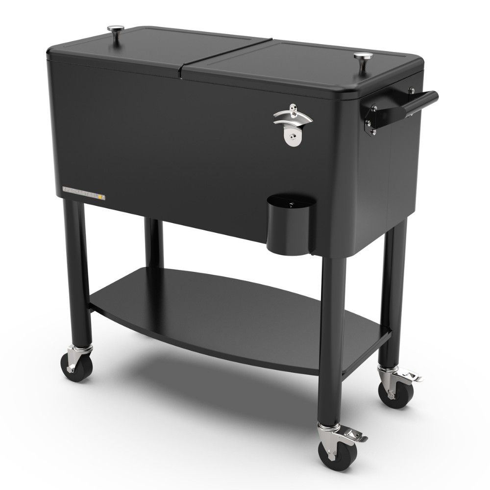 Rolling Patio Cooler with Divider and Shelf