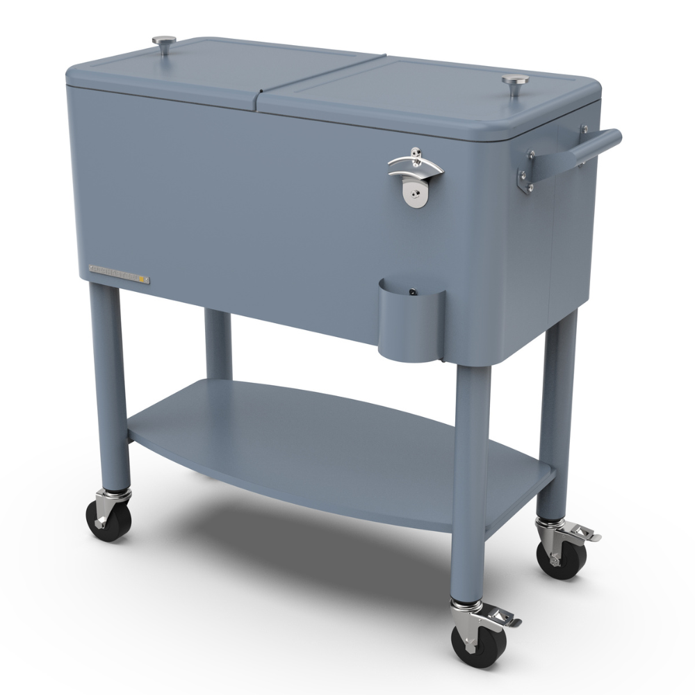 Rolling Patio Cooler with Divider and Shelf