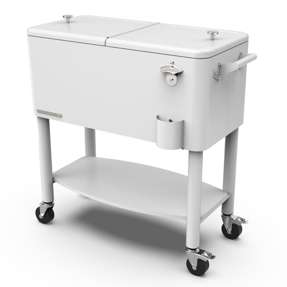 Rolling Patio Cooler with Divider and Shelf