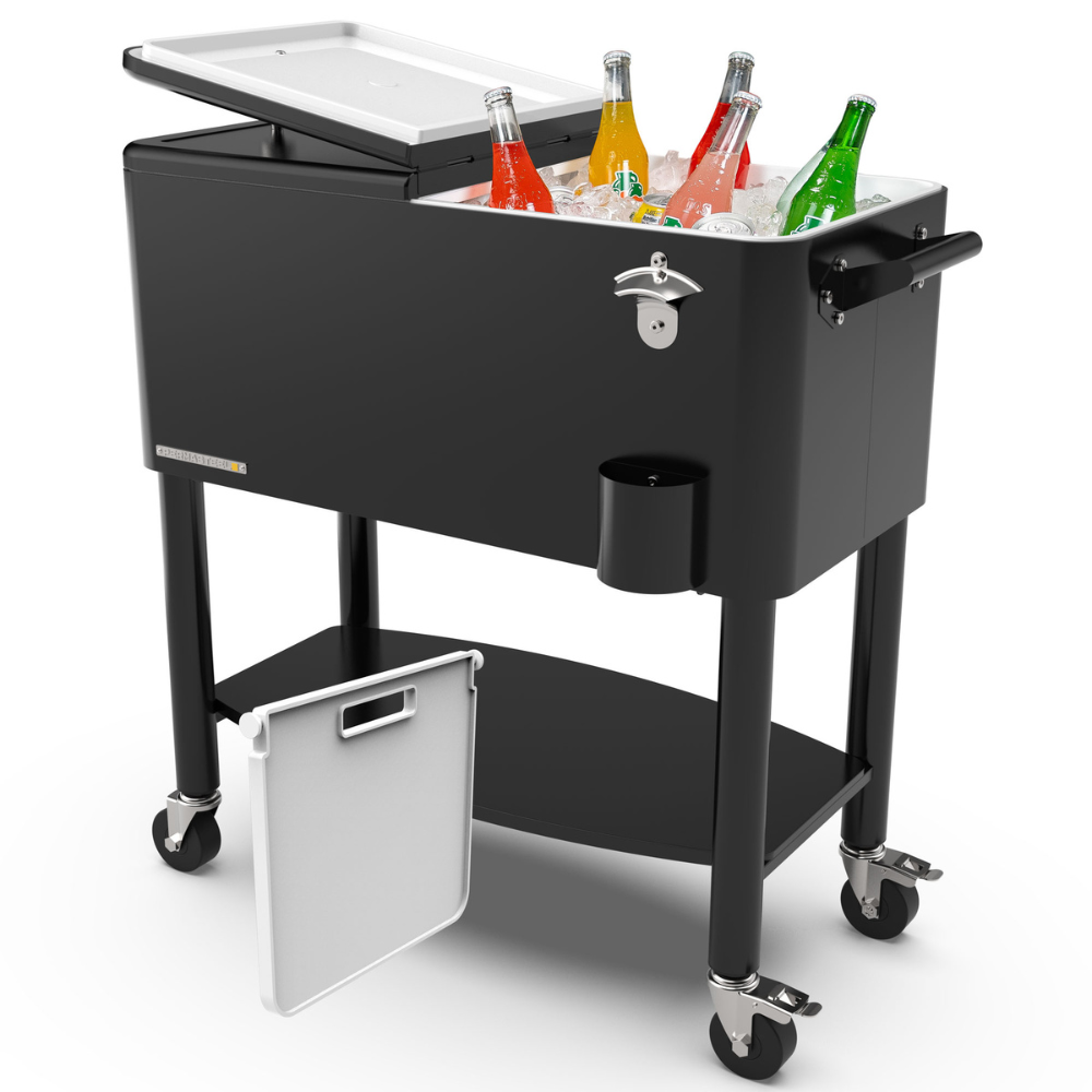 Rolling Patio Cooler with Divider and Shelf