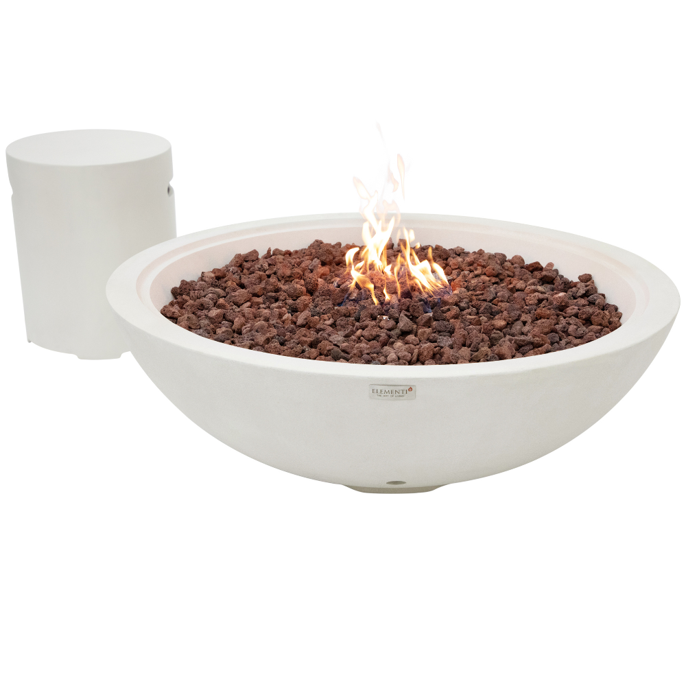 Rose Bowl Sandstone Cream White Cast Concrete Fire Table