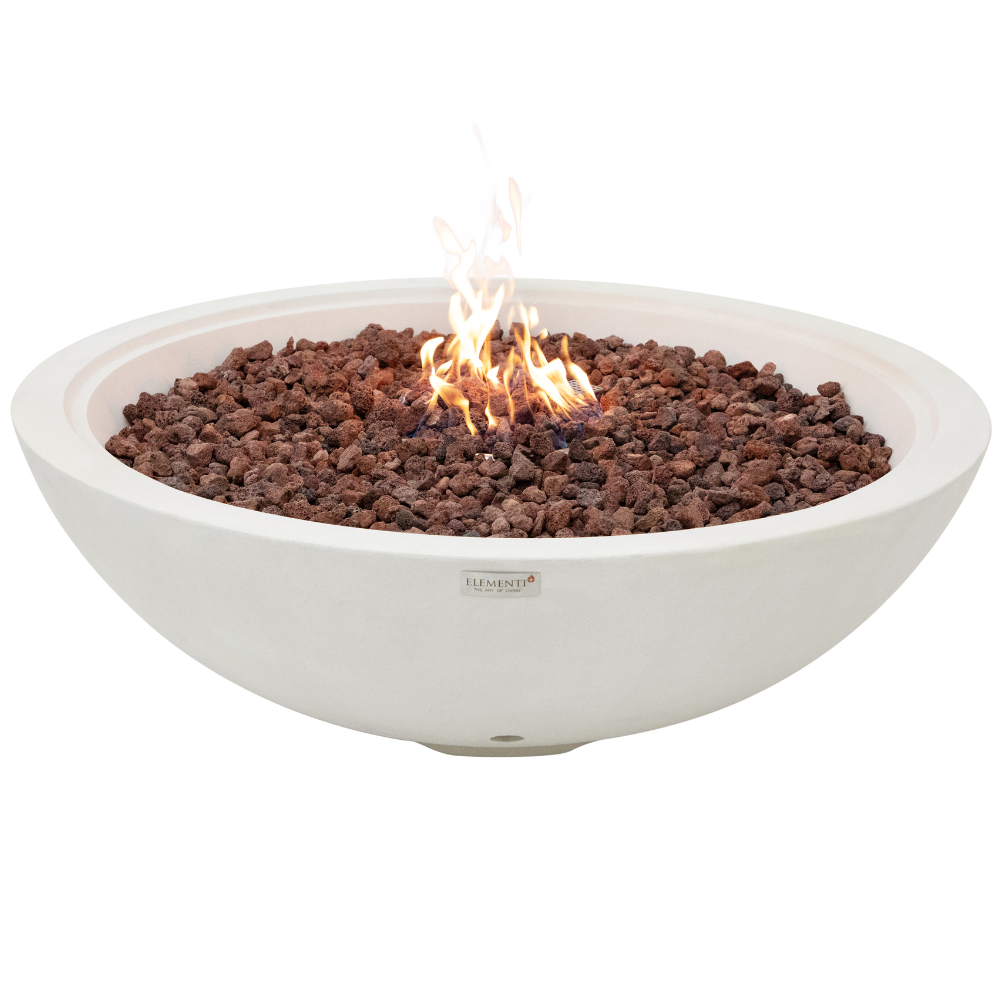 Rose Bowl Sandstone Cream White Cast Concrete Fire Table