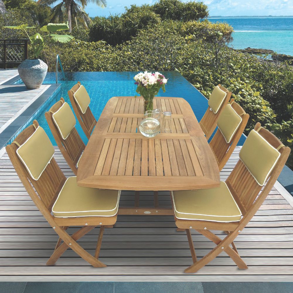 Sailor 7pc Teak Dining Set with Single Leaf Extension Table