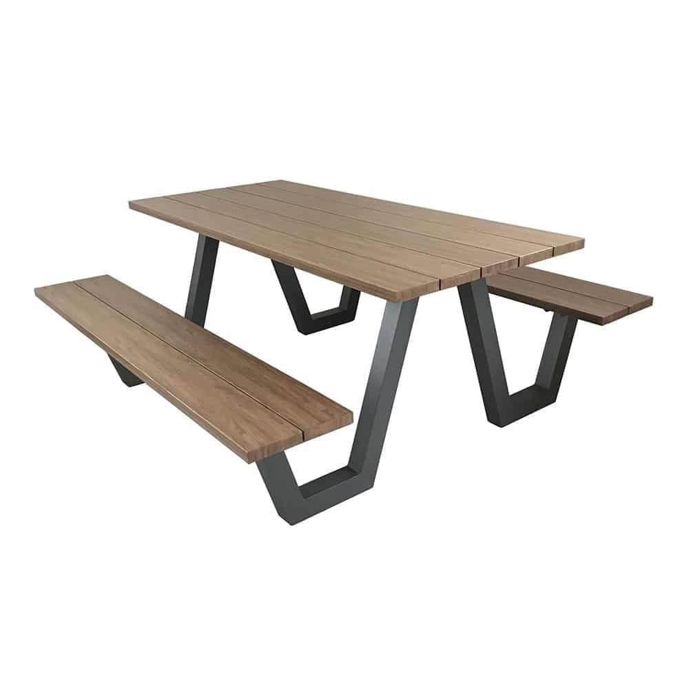 Sid Large Picnic Table - Walnut & Iron