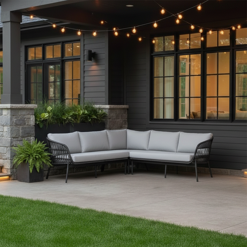 Sophia 3pc Sectional - Black - Cast Silver