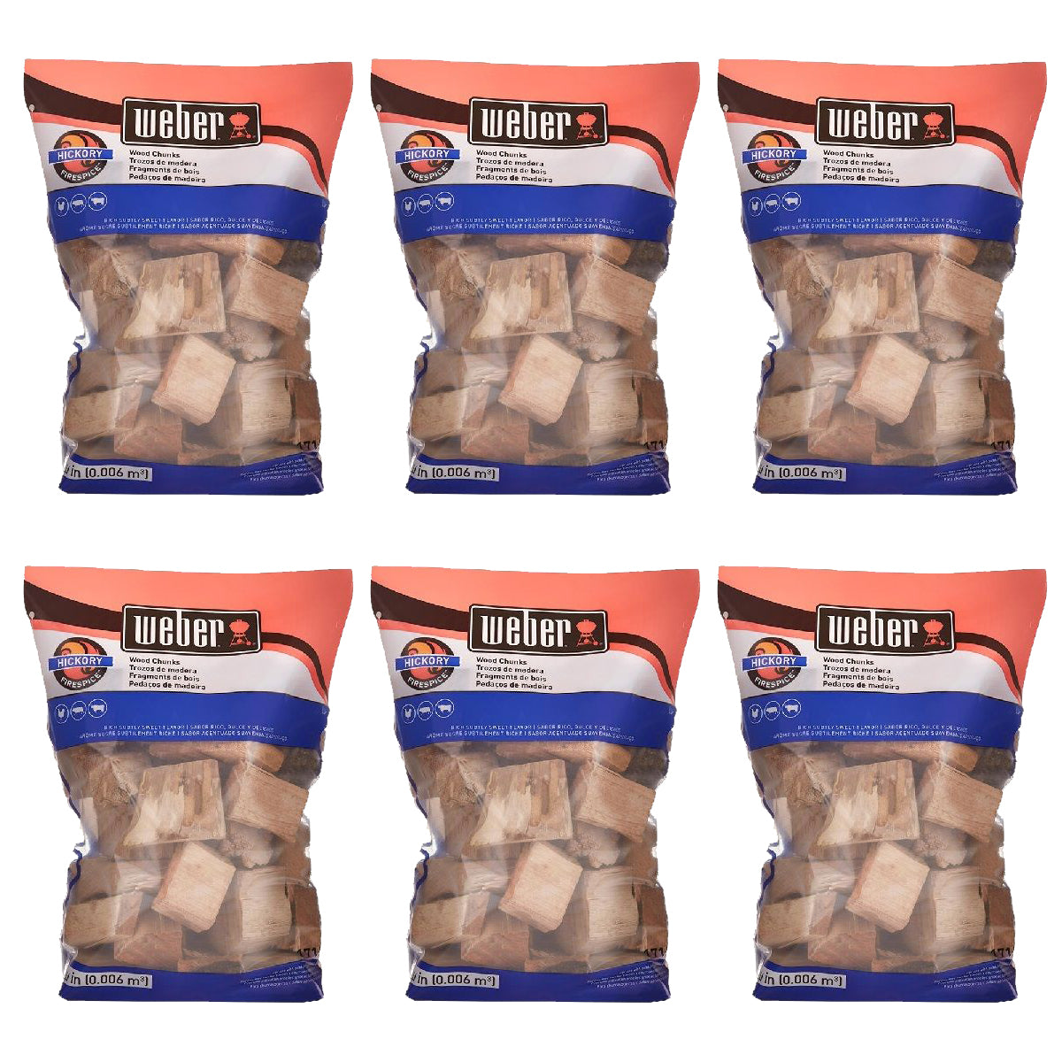 Weber Hickory Chunks - Value Bundle of 6 Bags