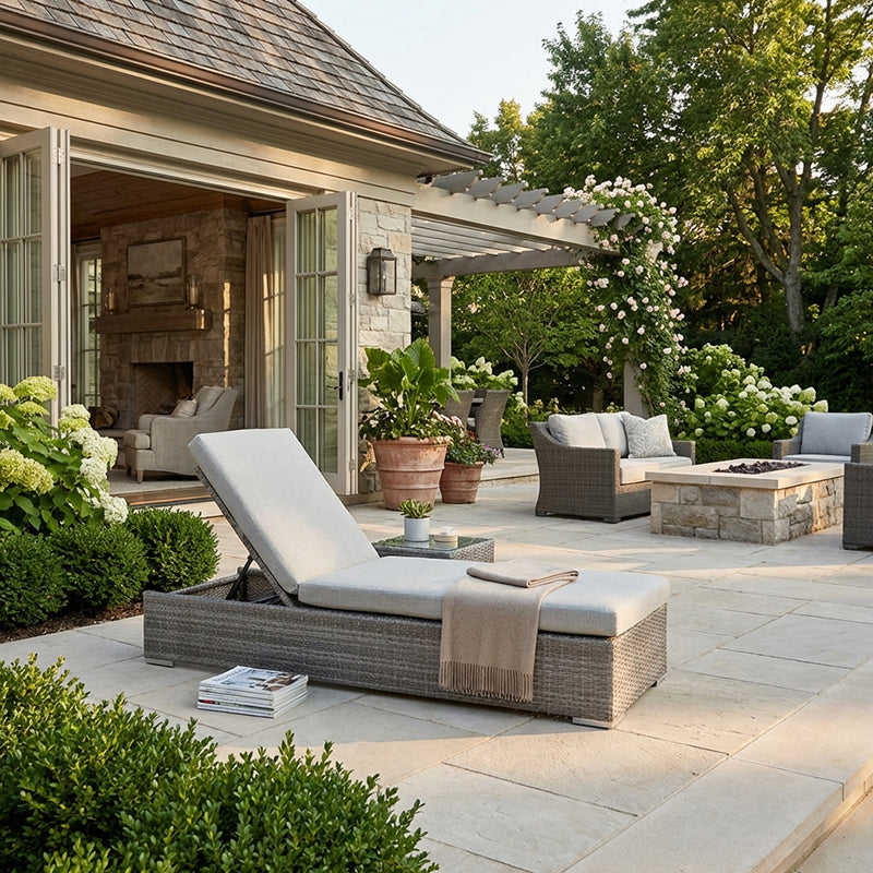 Universal Wicker Chaise - White Mushroom